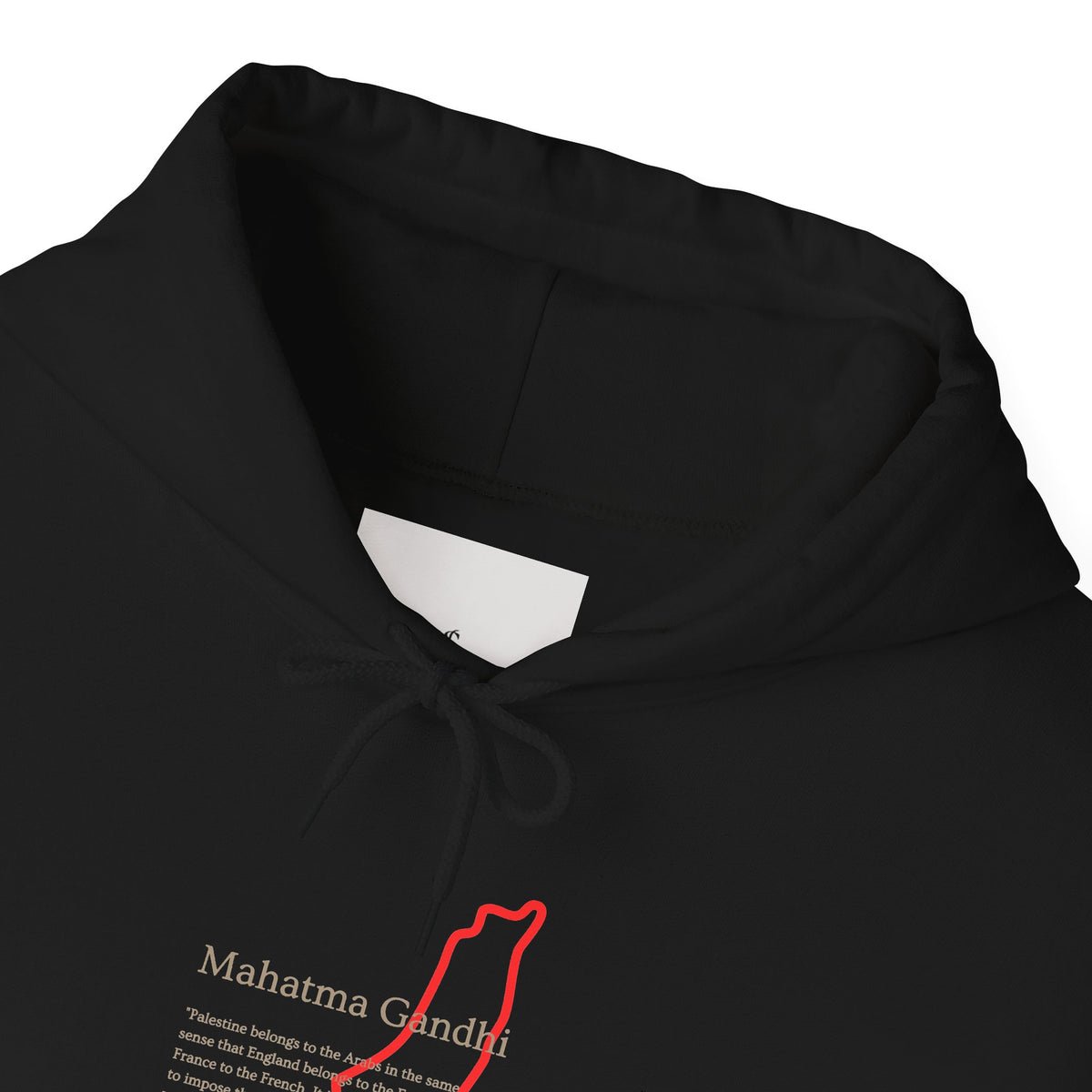 Hoodie — Mahatma Gandhi Quote with Red Palestine Map Outline