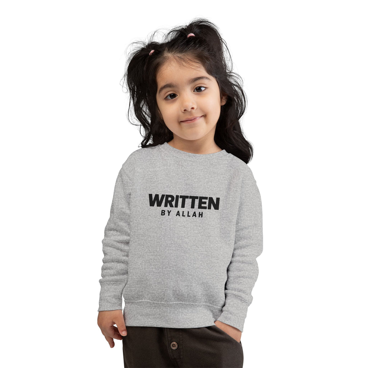 Toddler Sweatshirt — "Written by Allah" Islamic Kids Crewneck, Modest Faith Baby Gift