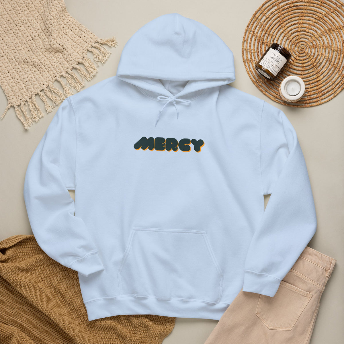 Mercy Retro Bubble Hoodie — Vintage-Inspired Mercy Graphic Sweatshirt