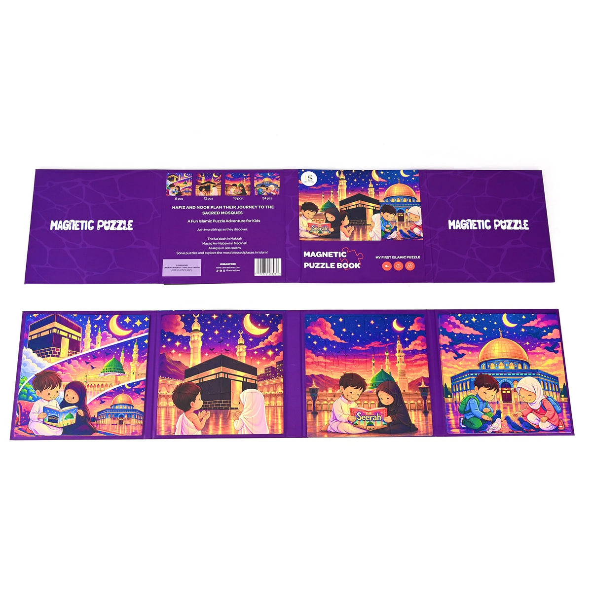 My First Islamic Puzzle Book – Magnetic Puzzle Book for Muslim Kids | Makkah, Madinah & Al-Aqsa | Islamic Educational Toy Ages 3+