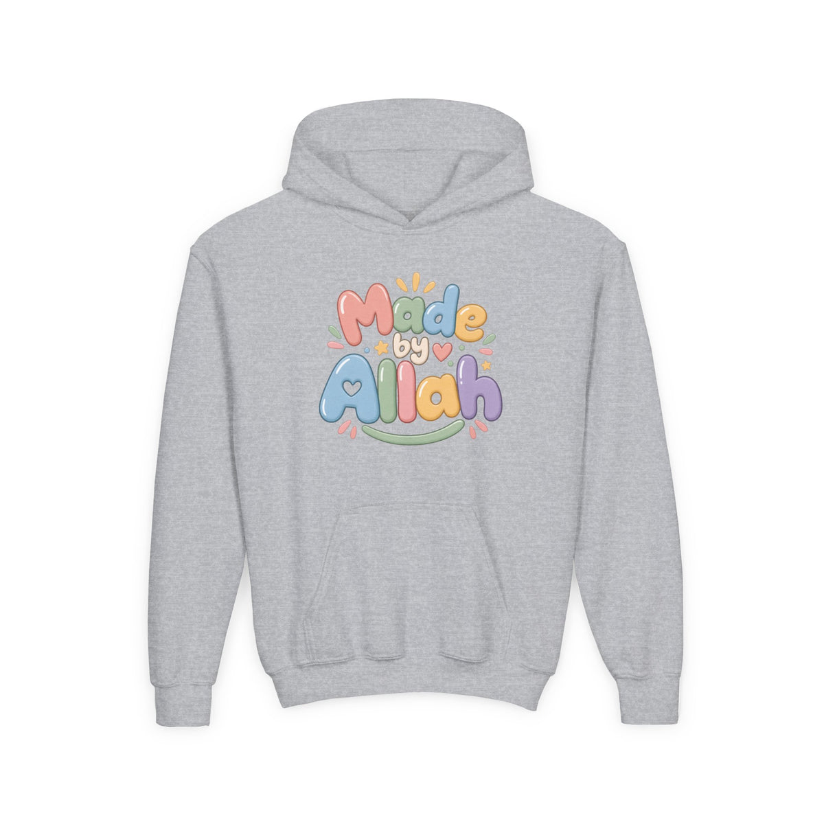 Youth Hoodie — "Made by Allah" Pastel Kids Islamic Pullover