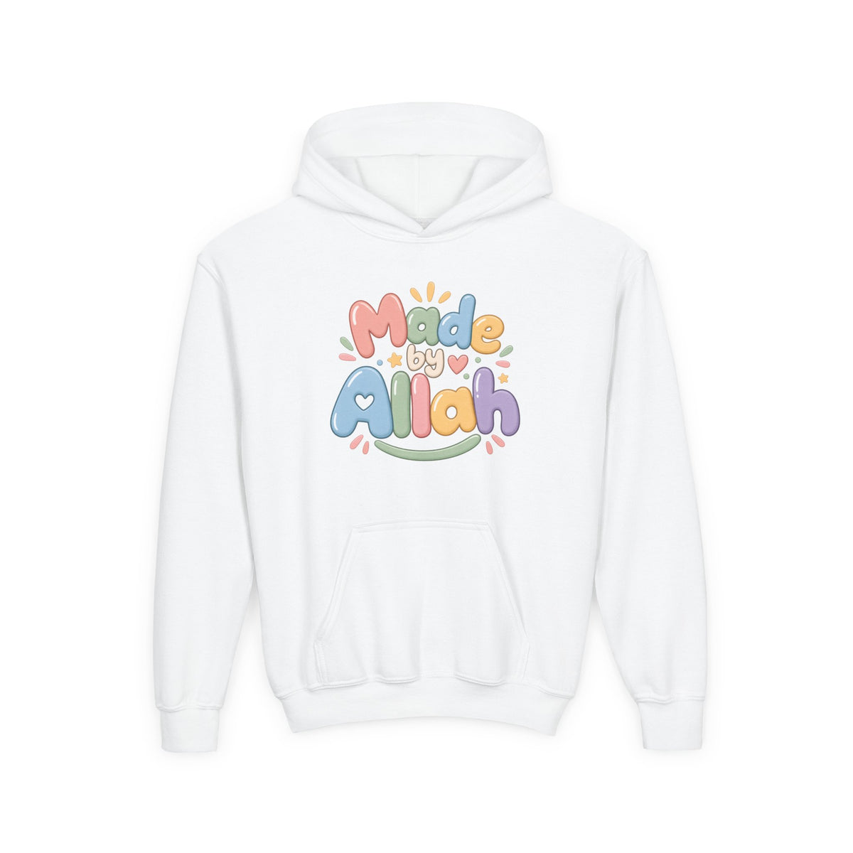 Youth Hoodie — "Made by Allah" Pastel Kids Islamic Pullover
