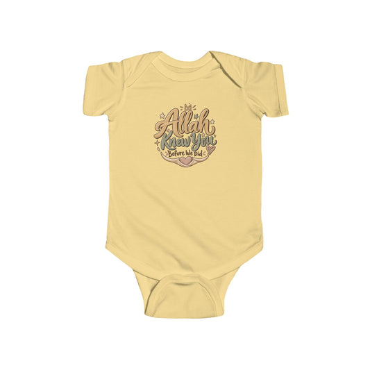 Infant Bodysuit – "Allah Knew You Before We Met" Floral Muslim Baby Onesie