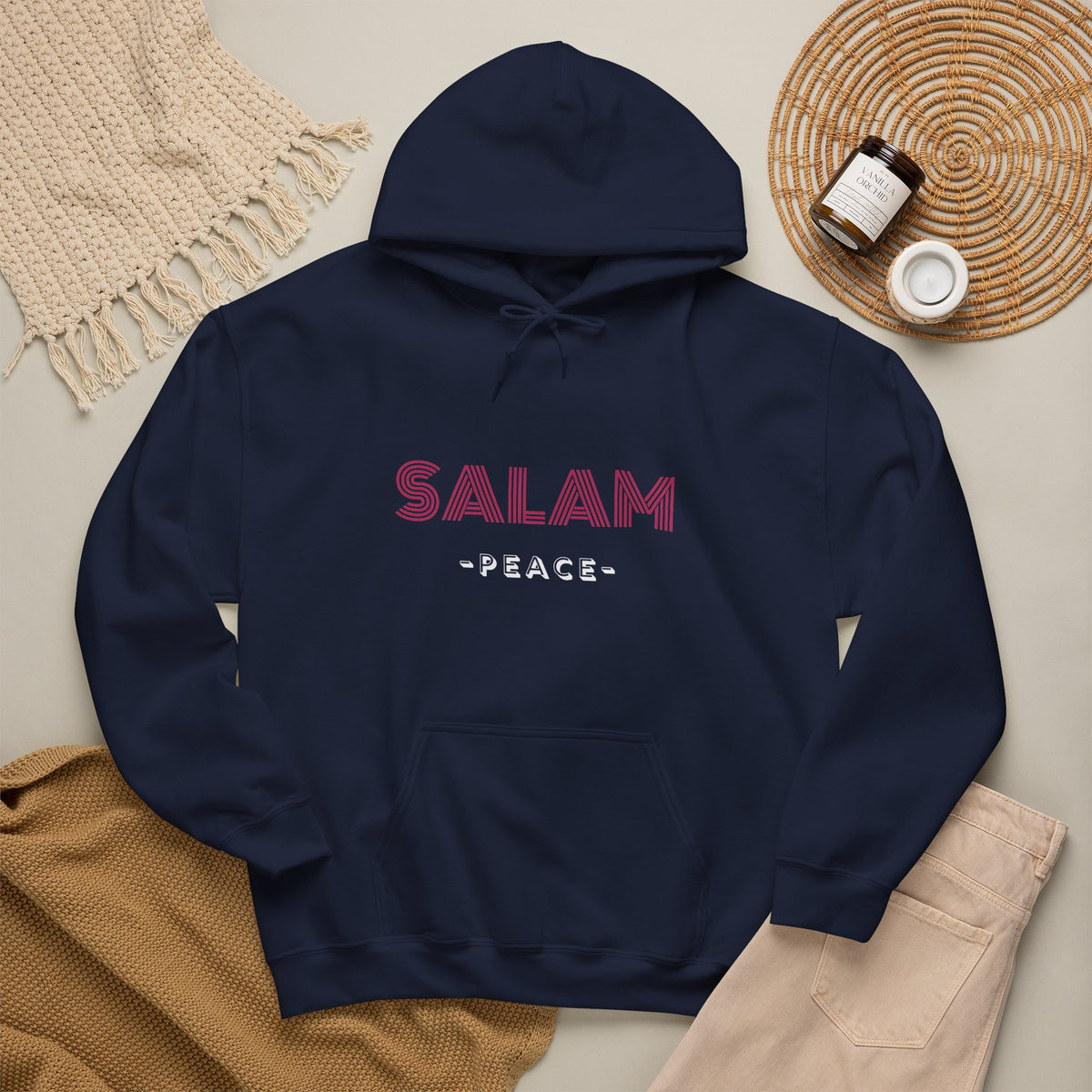 Salam Peace Hoodie — 'SALAM' Typography Peaceful Message Sweatshirt