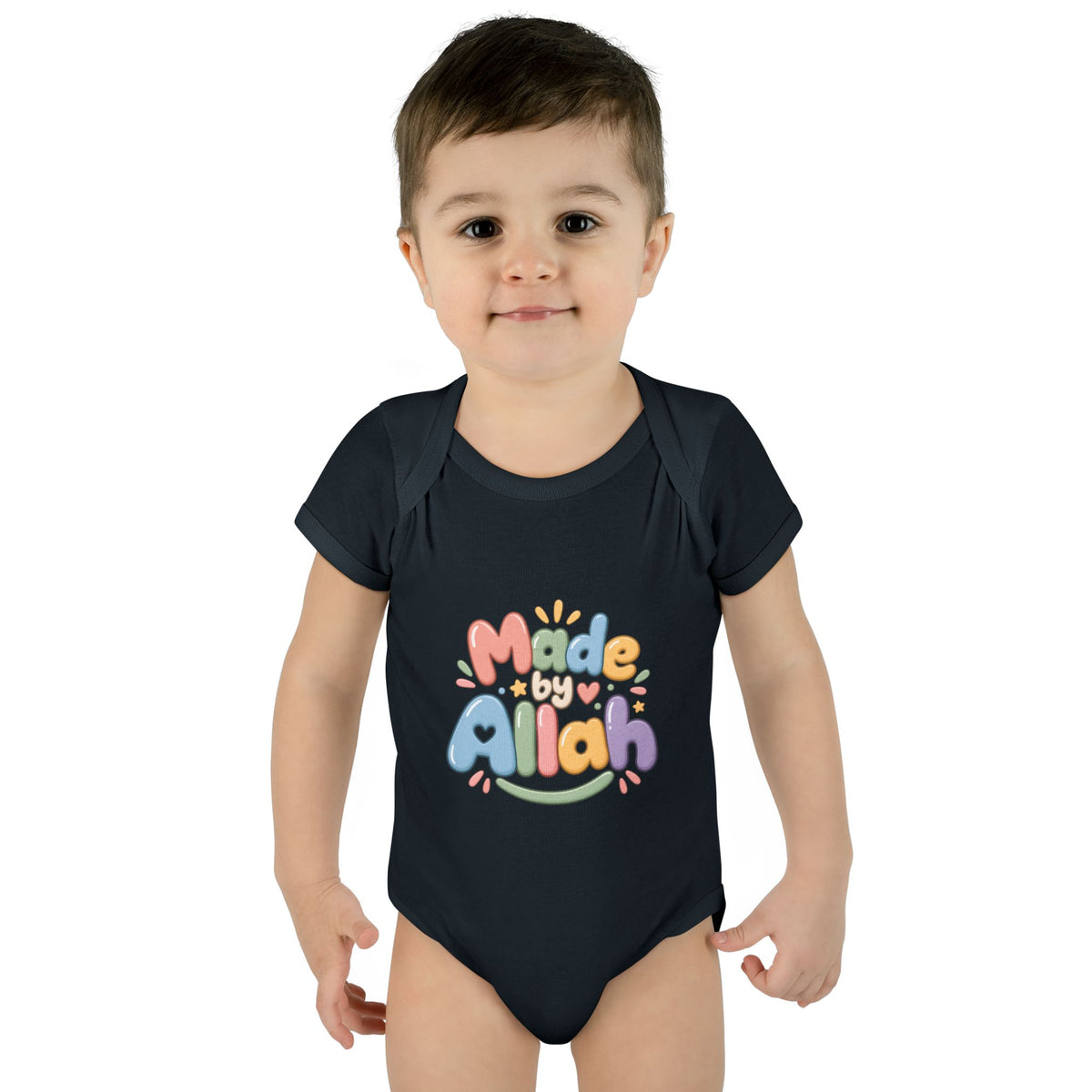 Made by Allah Baby Bodysuit — Pastel Islamic Newborn Onesie