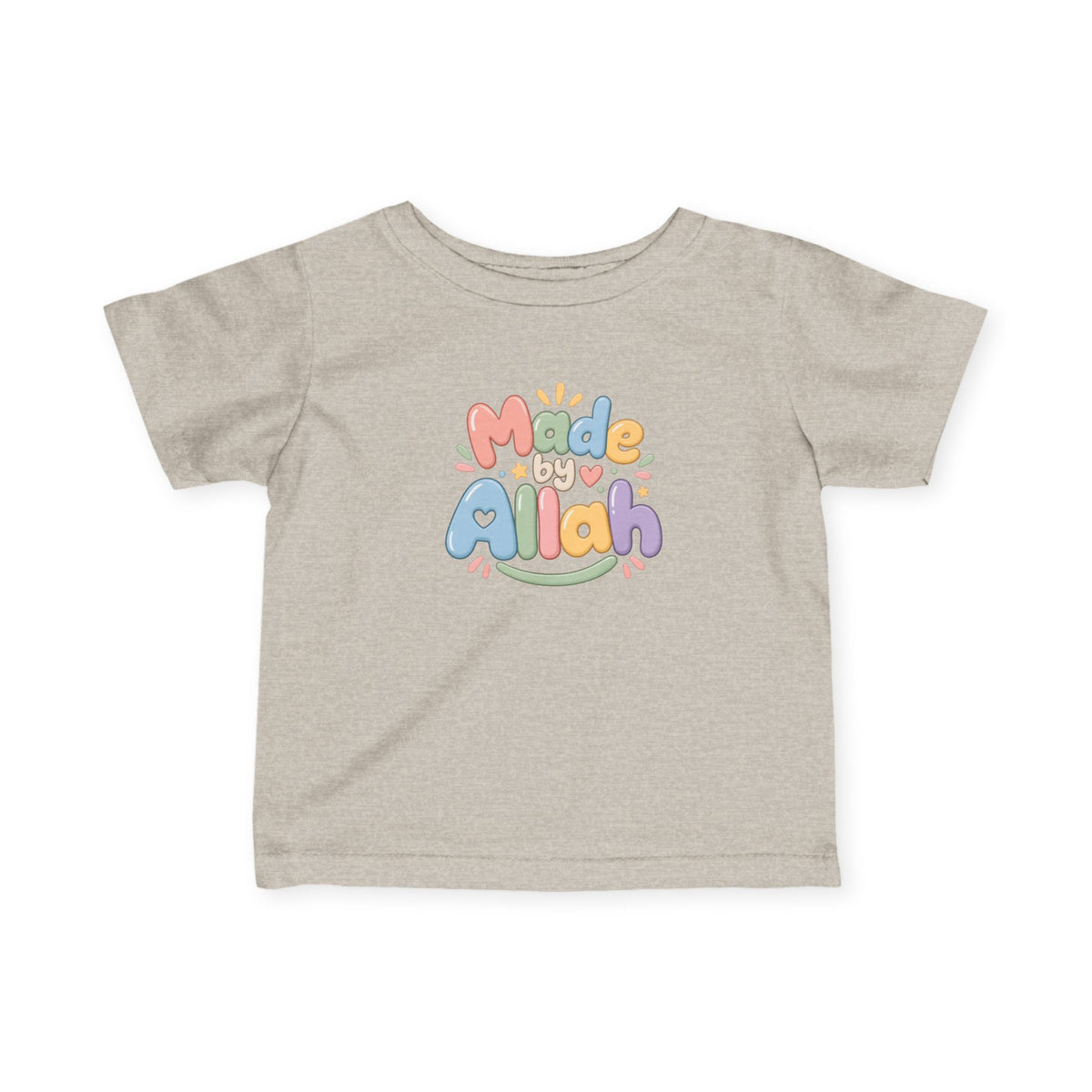 Infant Tee — "Made by Allah" Pastel Baby Shirt
