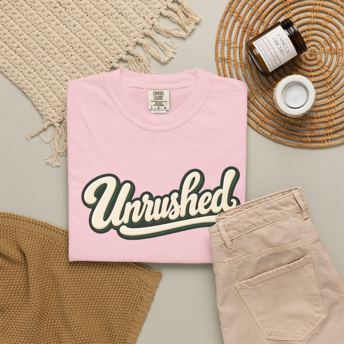 Unrushed Script T-Shirt — Vintage Retro Graphic Tee
