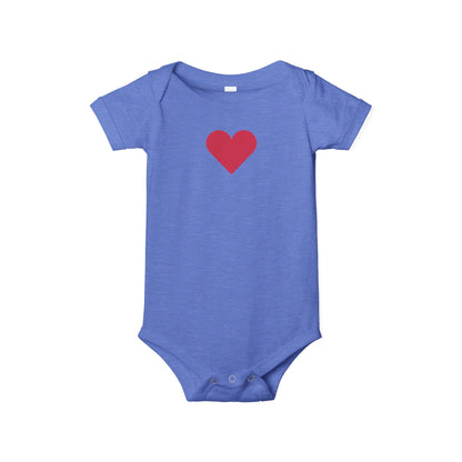 Infant One-Piece Bodysuit with Red Heart — Cute Baby Valentine or Everyday Gift