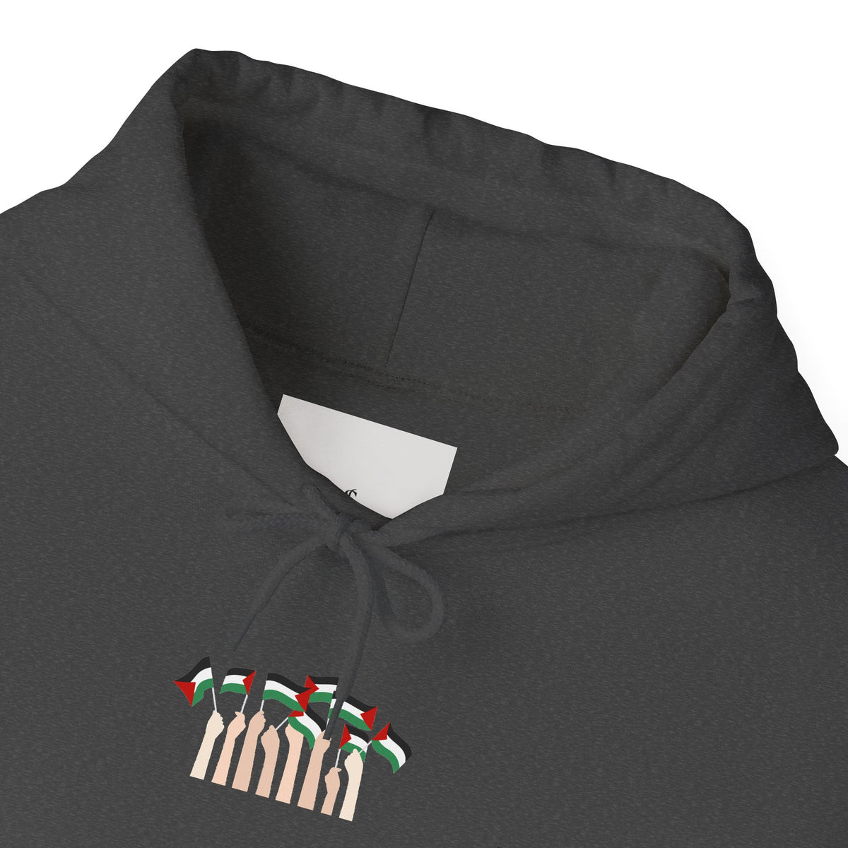 Minimal 'Calm' Palestine Flag Hoodie — Small Center Graphic