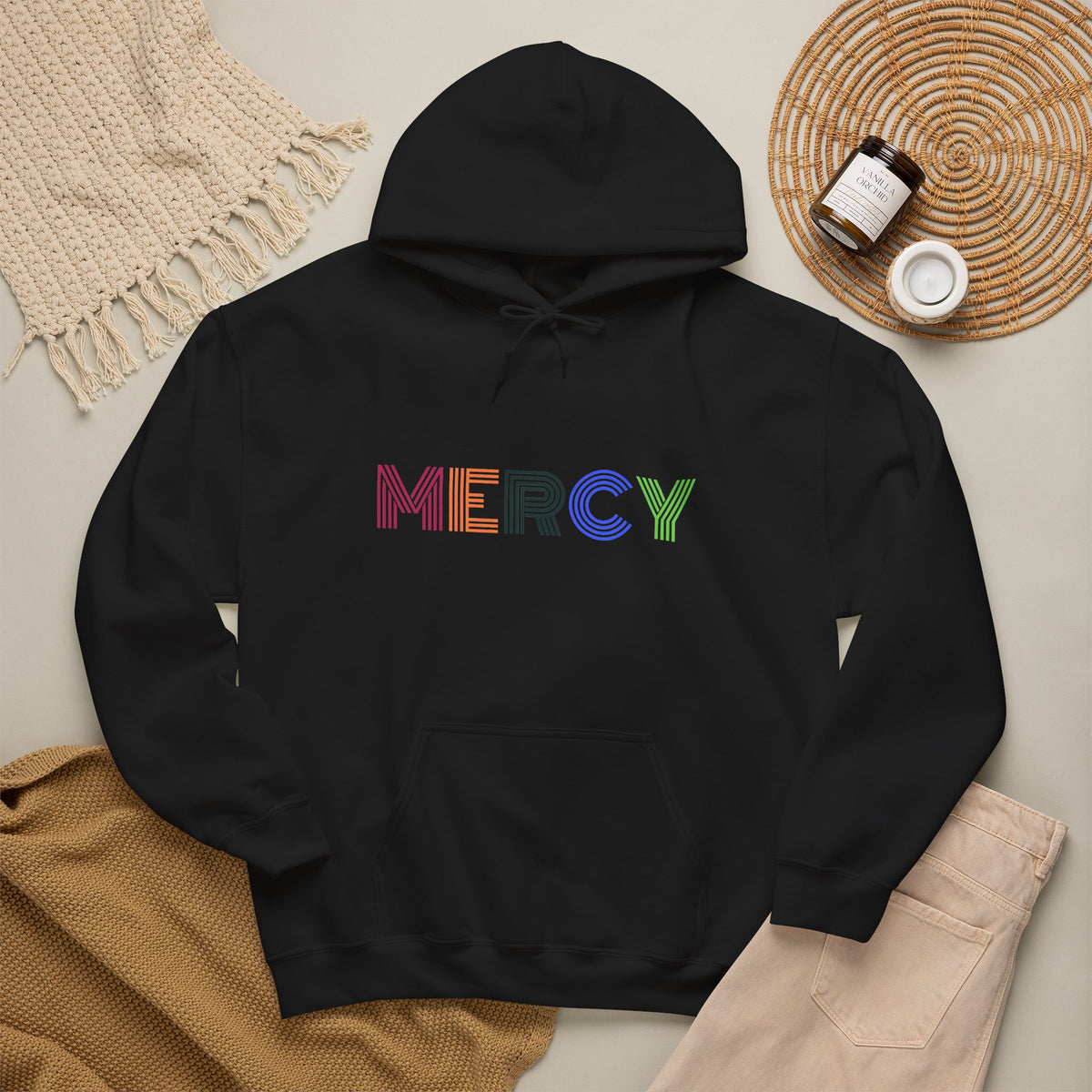 Mercy Hoodie — Colorful Mercy Graphic Hooded Sweatshirt