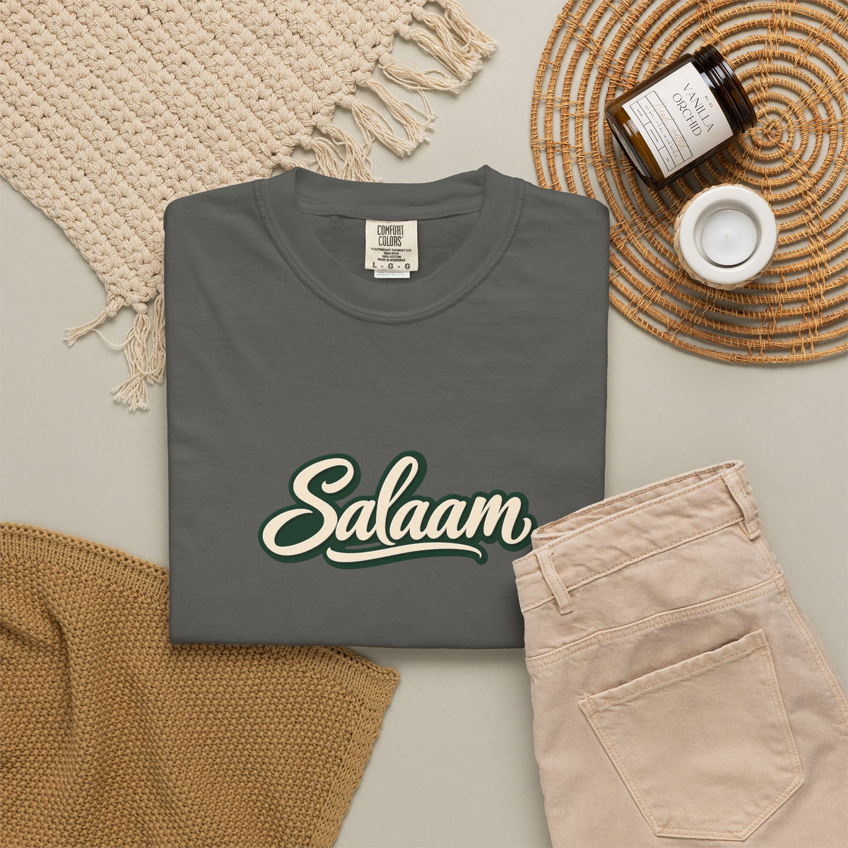 Salaam Script T-Shirt — Casual Islamic Greeting Tee