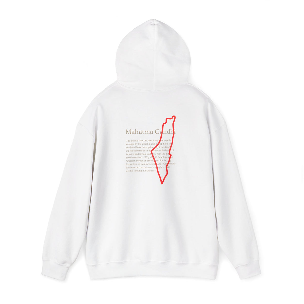 Hoodie — Mahatma Gandhi Quote with Red Palestine Map Outline