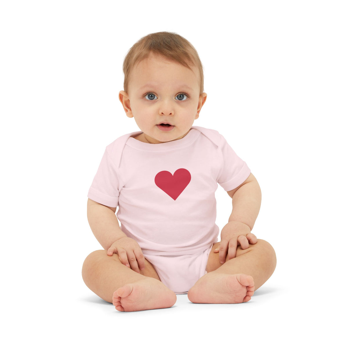 Infant One-Piece Bodysuit with Red Heart — Cute Baby Valentine or Everyday Gift