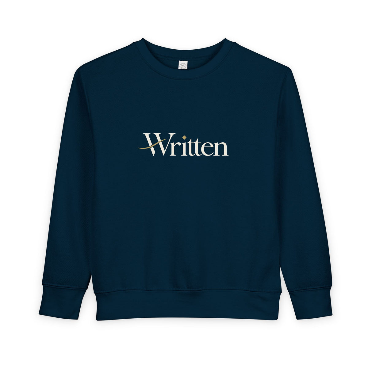 Toddler Sweatshirt - "Written" Minimalist Kids Crewneck, Cozy Gray Graphic Sweater for Little Readers & Writers