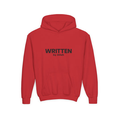 Youth Hoodie — "WRITTEN by Allah" Minimal Islamic Faith Pullover