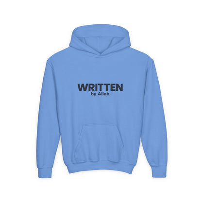 Youth Hoodie — "WRITTEN by Allah" Minimal Islamic Faith Pullover