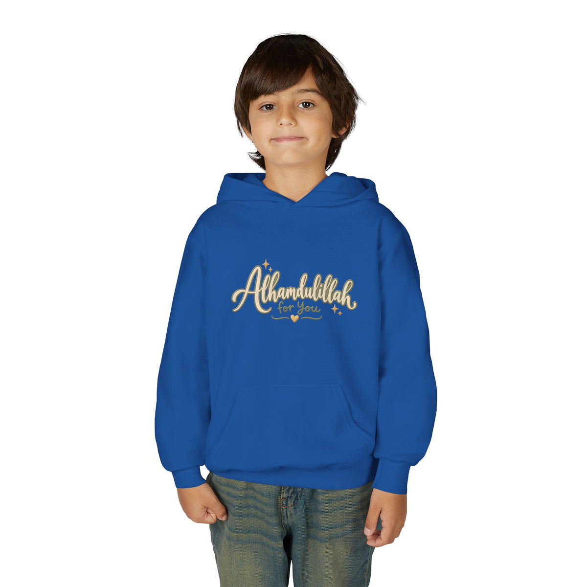Youth Hoodie – “Alhamdulillah for You” Script Design (Islamic Gratitude Gift)