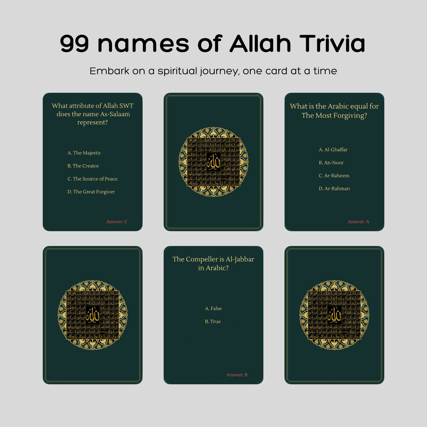 Islamic Trivia - The 99 Names Allah Trivia Cards